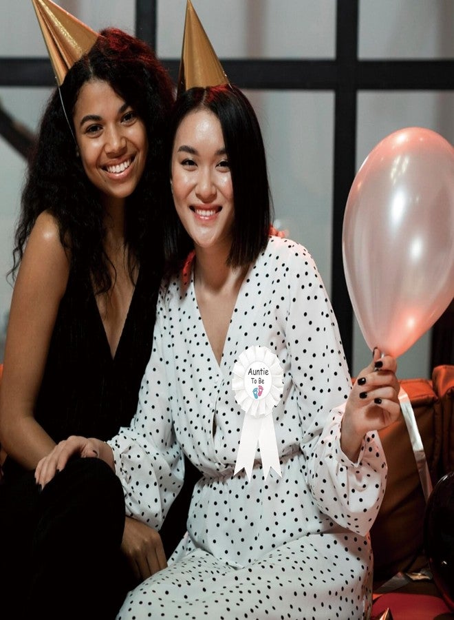 دبوس شارة من الصفيح عليه صورة بصمة قدم للعمة المنتظرة، دبوس زر "أفضل عمة على الإطلاق"، بروش زر للكشف عن جنس المولود للنساء، شريط جائزة "العمة المنتظرة" مزين بوردة بيضاء، هدايا تذكارية لحفل استقبال المولود الجديد ببصمة قدم - Image 5
